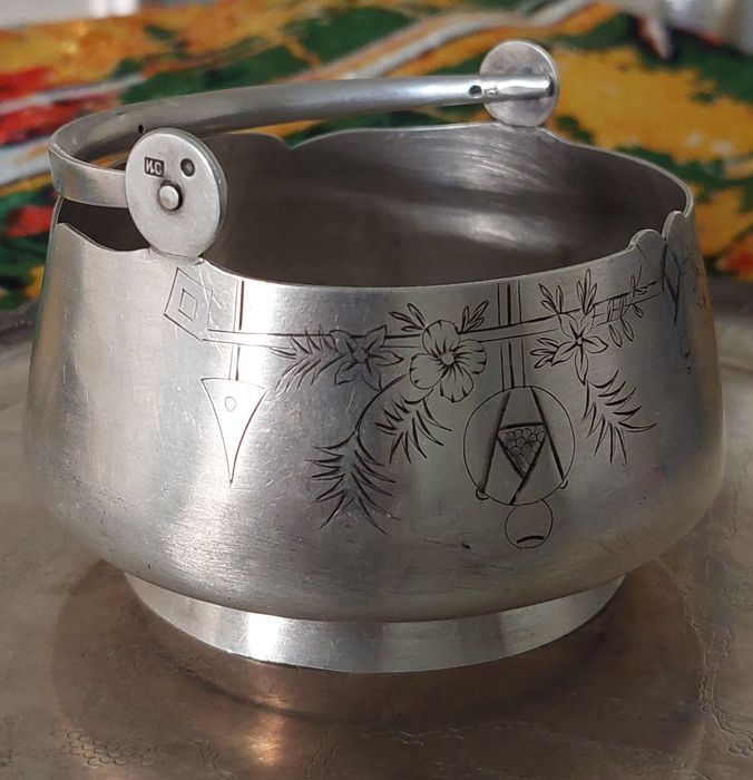 Царизм сахарница Серебро 84 пробы Вес 153 грамм По Цене за 1 грамм