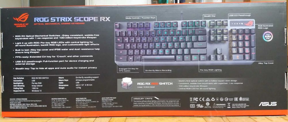 Tastatura Gaming Mecanica Asus Rog Strix Scope RX 90MP0240-BKUA01 RGB Sigilata noua