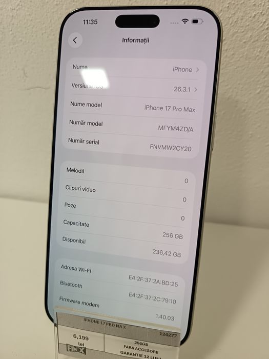 iPhone 17 Pro Max că nou