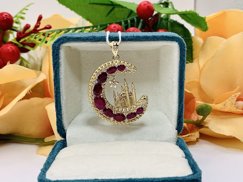 Дизайнерский золотой кулон – Мусульманский полумесяц