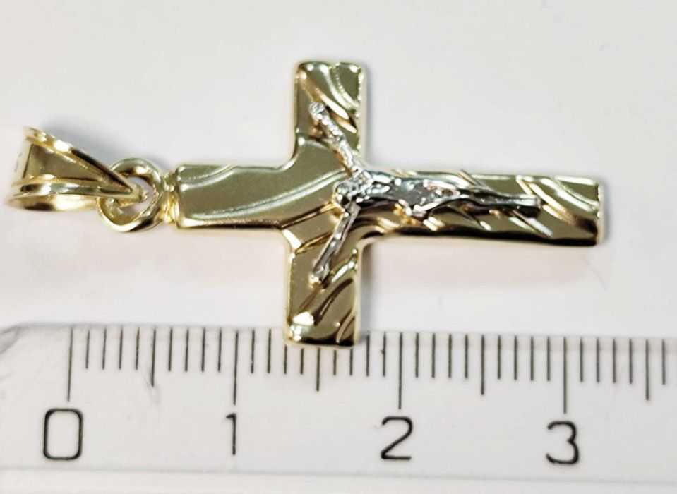 (AG35 B 34596) Pandantiv-cruce aur 14K 1.55gr-775 Lei Garantie!