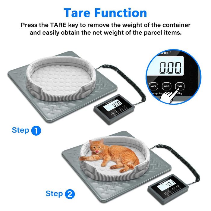 UNIWEIGH 200 кг, Цифрова везна за пощенски пратки, батерии и USB, сива