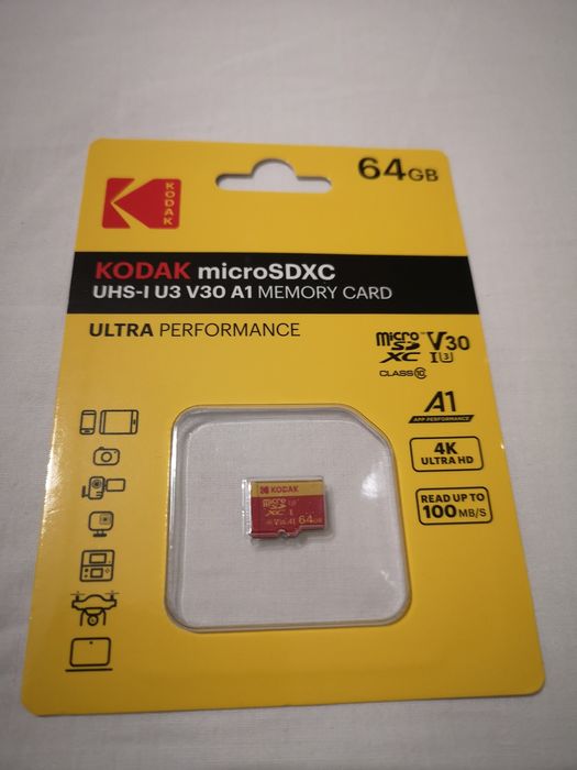 Kodak Micro SDXC UHS-I U3 A1 V30 Card 64 Class 10