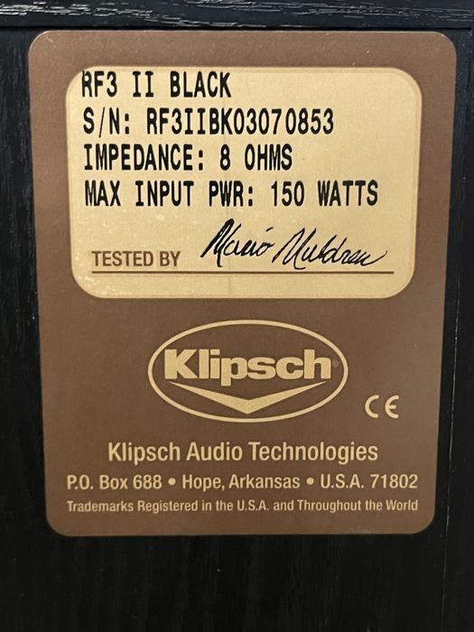 Boxe Top KLIPSCH RF-3 mk2 150W RMS 8 Ohmi