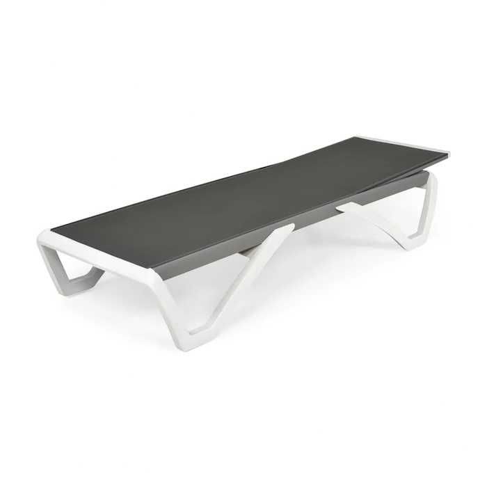 Set mobilier plaja/gradina/terasa, 2 șezlonguri și masa Gri/Alb NOU