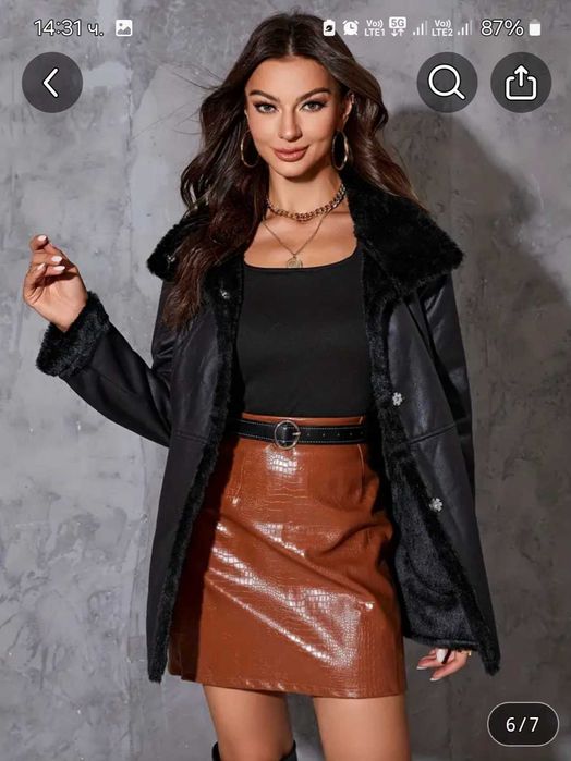 Дамско яке еко кожа ново L