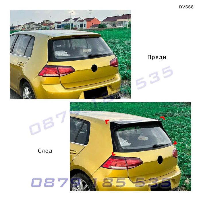 Заден спойлер за покрив VW Volkswagen Golf MK7 7.5 GTI R 2013–2019 черен гланц DV668 тунинг крило голф tuning zaden spoiler