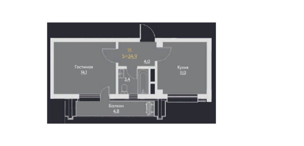 ЖК Manhattan, 1 комнатная квартира 36 м2 коррбка выгодная цена