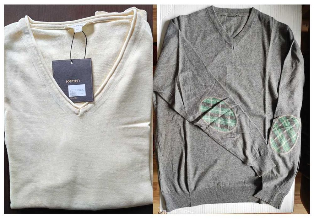 8 pulovere casual/bumbac/decolteu V/O, mar. M talie = 100 - 105 cm.,  noi, cu/fara eticheta