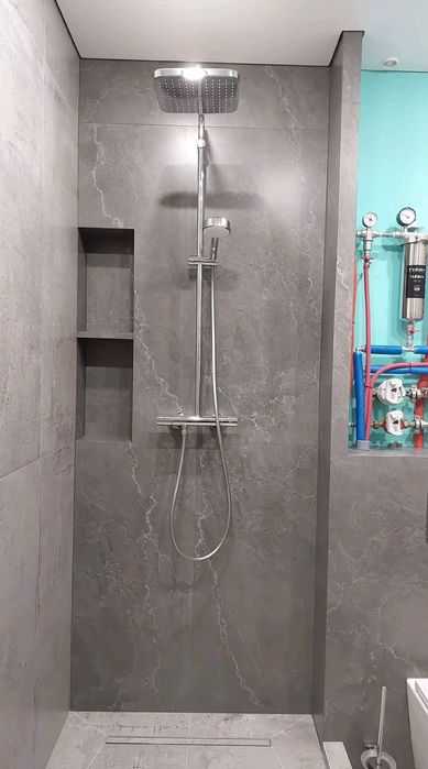 Кафель. Керамогранит широкоформатный.  Укладка плитка