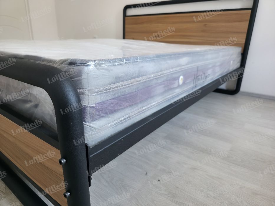 Кровать в стиле hi-tech, Двуспальная кровать, temir krovat, matras tel