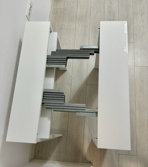 Masa extensibila pe 3 sectiuni de la 39-193cm, KringX Mateo, H 75 / A 91 cm, culoare alb