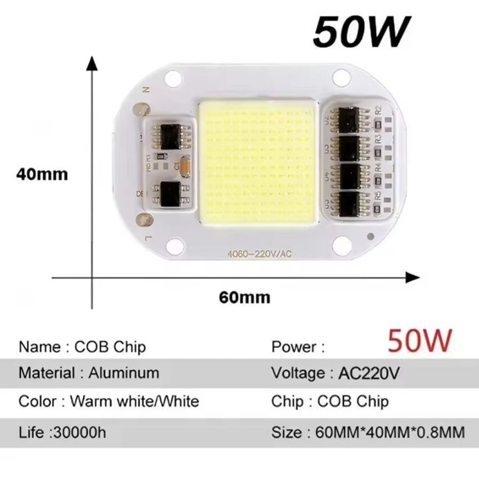 Led chip tip COB 50w - 5buc.