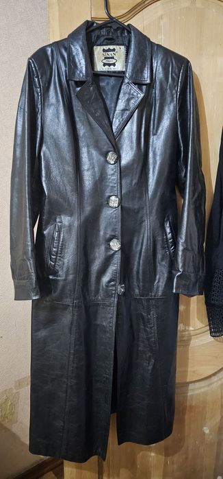 Натурал кожа плащ