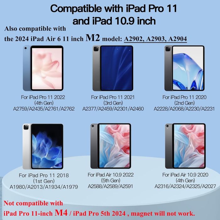 Калъф с магнитна клавиатура за iPad Air 11" 2024 M2, iPad Pro 11"