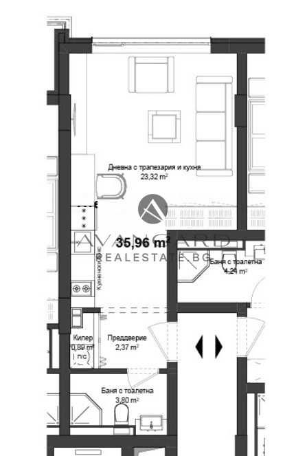 Продава се Едностаен апартамент в Пловдив, Кършияка - 44 кв.м за 507 €/кв.м - Снимка #3