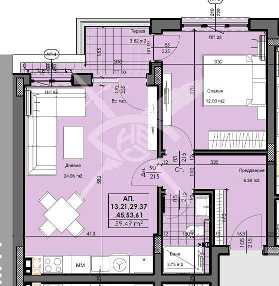 Двустаен апартамент Кършияка  629-20258