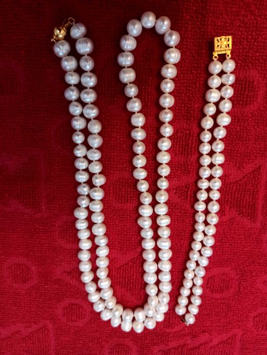 Set colier dublu, brățară dublă și cercei - perle de cultură