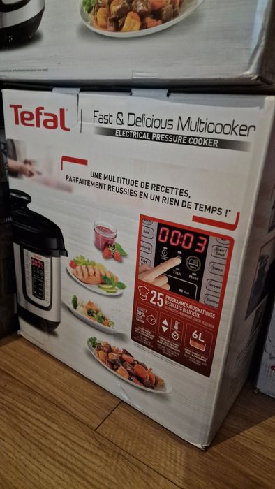 Oala sub presiune electrica TEFAL One Pot CY505E30, 5.8l, 1200W, 25 programe, argintiu-negr