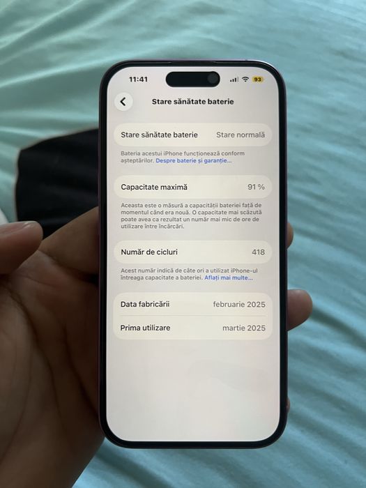 Iphone 16 stare impecabila in garantie sanatate 91%