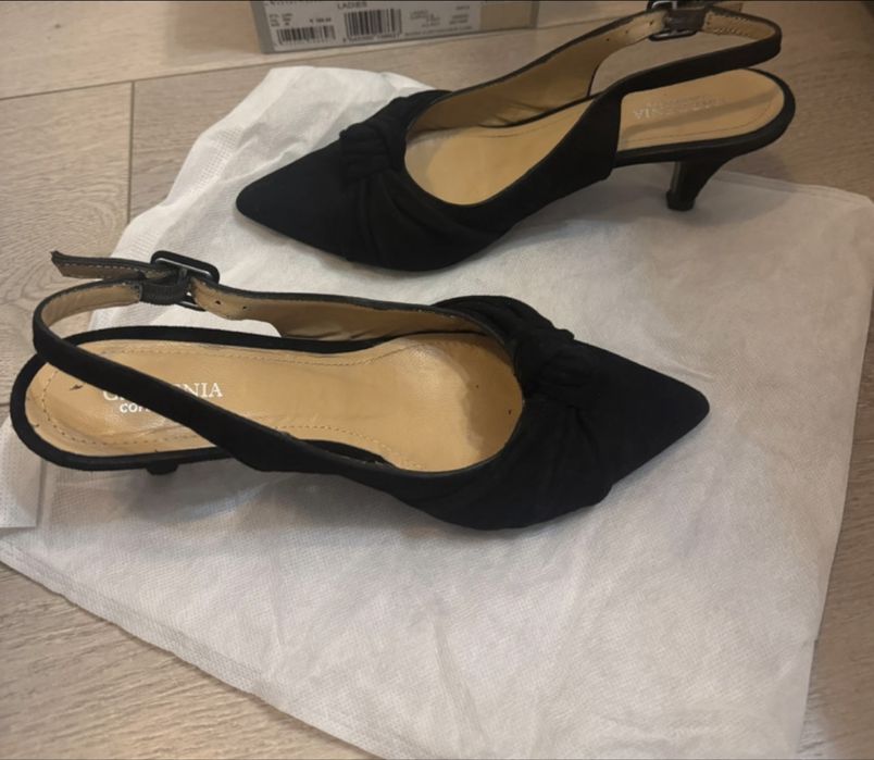 Black suede real leather kitten heels slingback Gardenia Copenhagen
