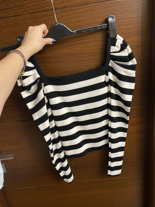 Bluza tricot dungi alb/negru XS -S