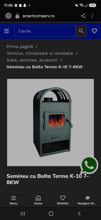 Vand semineu cu bolta termo