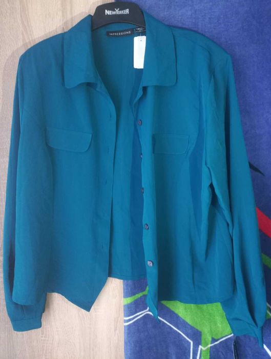 Camasa albastra Impressions pentru femei 100% poliester Made in Korea