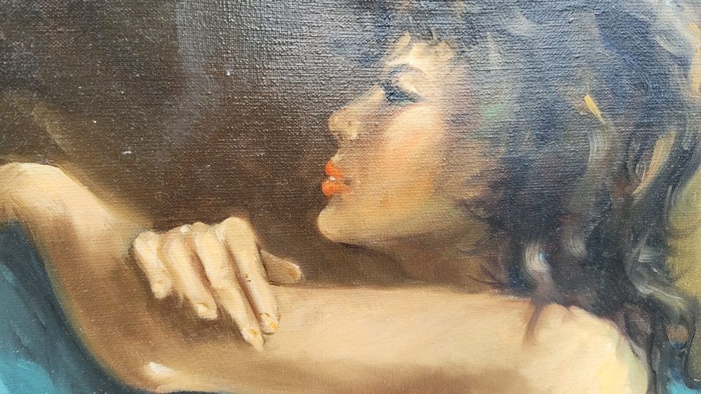 Tablou,pictură pe pânză,semnată,nud