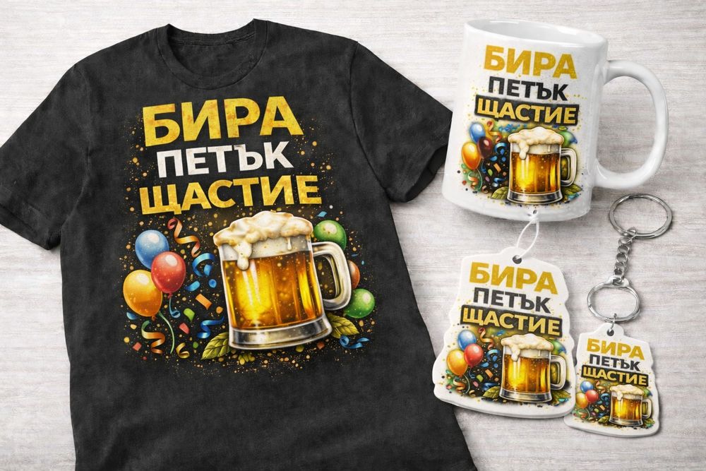 Заглавие:
Комплект тениска и чаша с бирен дизайн – персонализиран пода