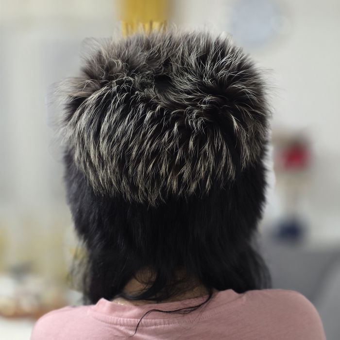 Căciulă din blană naturală de vulpe (silver / cross fox) / Damă