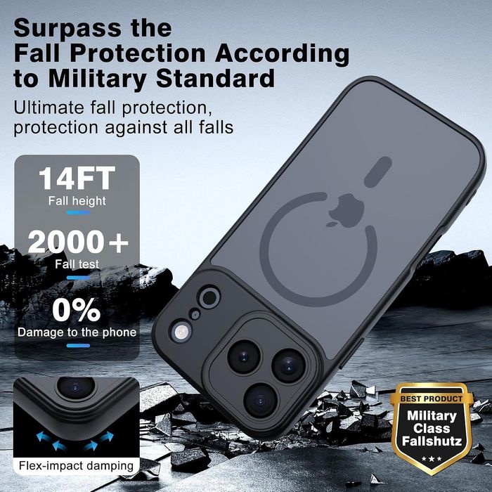 Матов magsafe кейс за apple iphone 17 pro max със защита на камерите