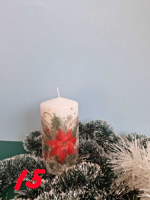 Коледни декупажни свещи