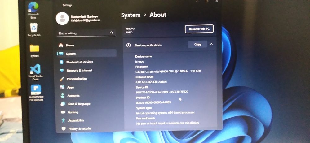 Lenovo V15  ideapad 3.   4gb ddr4/1000gb hdd