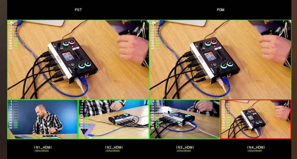 Super ieftin Mixer video RGBlink are placa de captura inclusa pt streaming podcast 4 intrari hdmi camera aparat foto dslr, laptop filmari profesionale