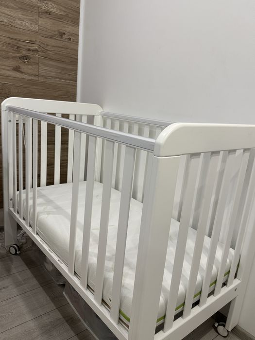 Pătuț copil YappyKids YappyLull – lemn de fag, alb