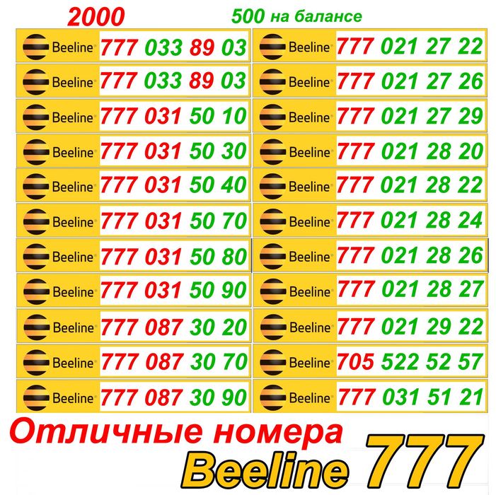 Сим карты . Номера  Билайн. Серия 777