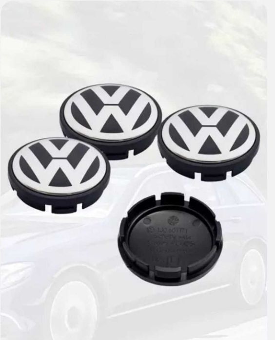 Set 4 Embleme Capace Jante Roti Aliaj 56MM VW Volkswagen 1JO 601 171