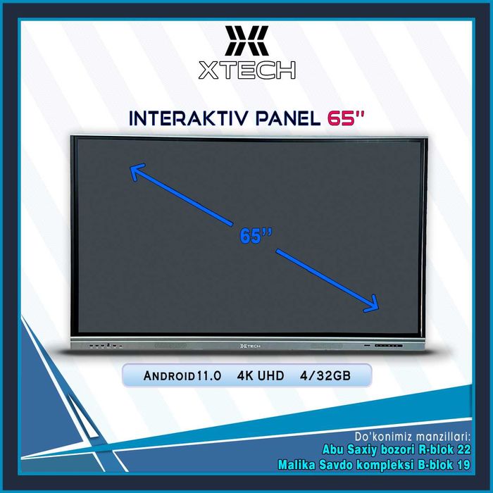 XTECH  brendidan 65" 75'' 86'' 98" diaganalli Interaktiv doskalar