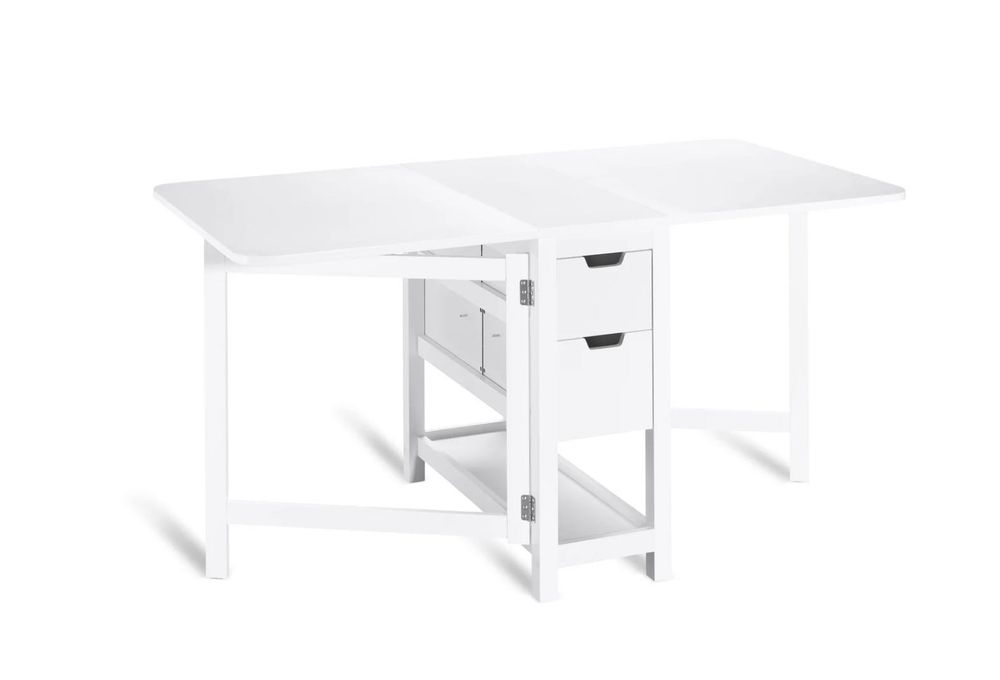 Masă pliabilă alba cu sertare