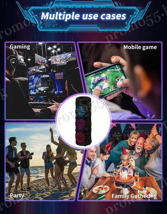 Голяма тонколона 95см. 3х8 инча с безжичен микрофон, дистанционно, RGB