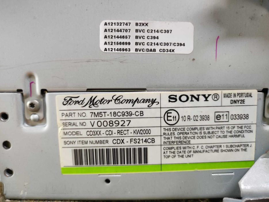 Радио СД/мп3 плеяр Sony за форд фокус/ц макс с блутут, комплект!