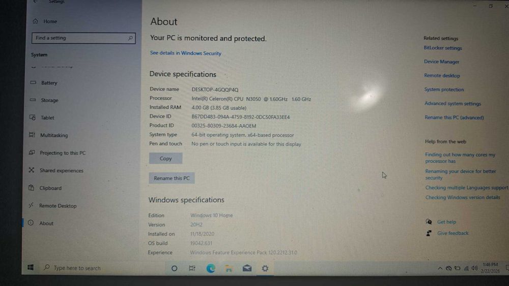 Laptop HP 15 G4, Celeron, 4GB RAM,  HDD 500GB, Win 10 - Stare f bună