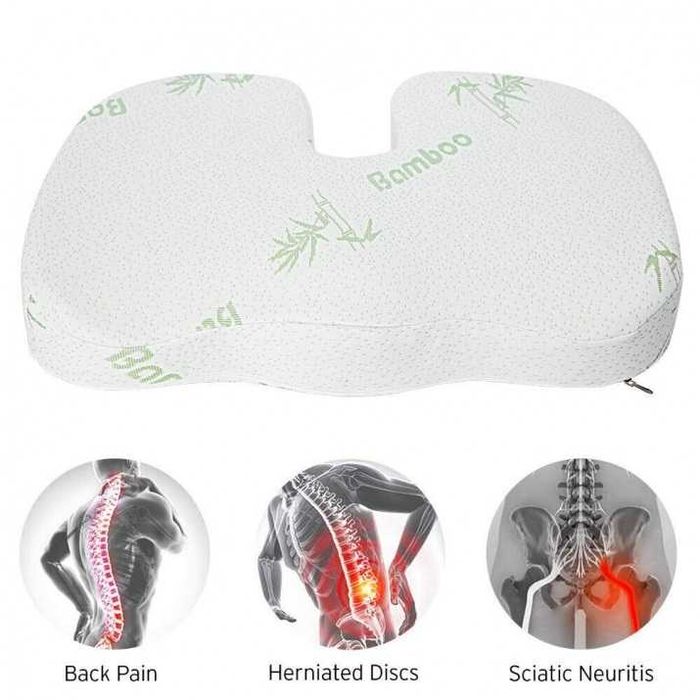 Анатомична възглавница, За сядане, Мемори пяна, Бял