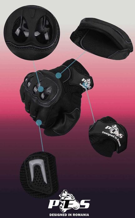 Mănuși Moto PES – Combinația Perfectă de Textil și Piele  carbon