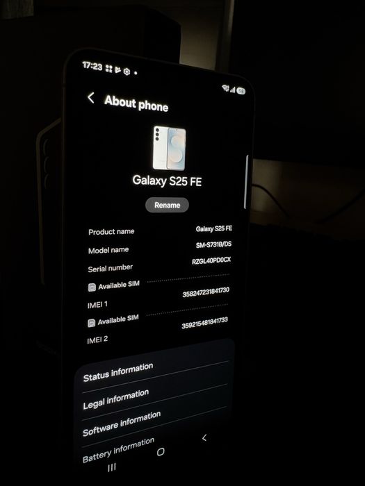Samsung Galaxy S25 FE SM-731B/DS - 256GB - Culoare Albă