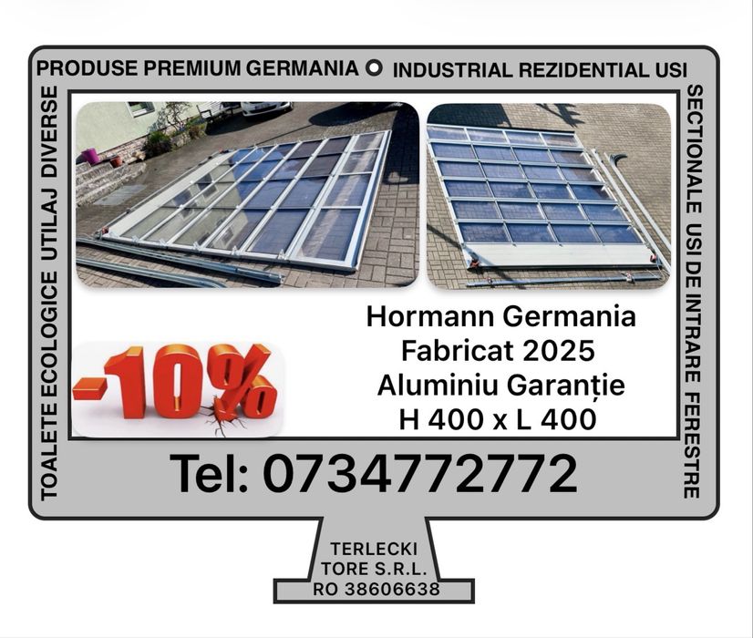 USA SECTIONALA INDUSTRIALA Hormann 2025  garaj hala H 400 x L 400 Garantie