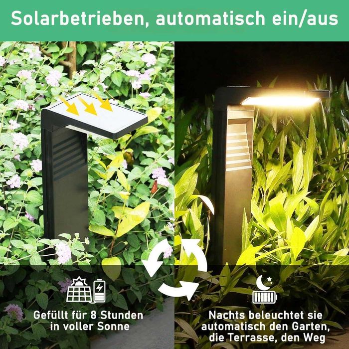 Calflux Комплект от 2 броя соларни лампи за външна градина, за пътеки