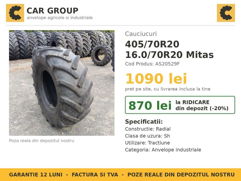 Cauciucuri 405/70R20 16.0/70R20 Mitas Anvelope Incarcator SH GARANTIE
