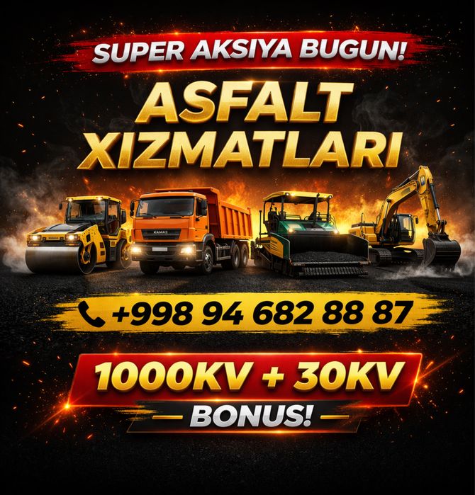 Asfalt yotqizish ximzati butun uzbekiston buylab